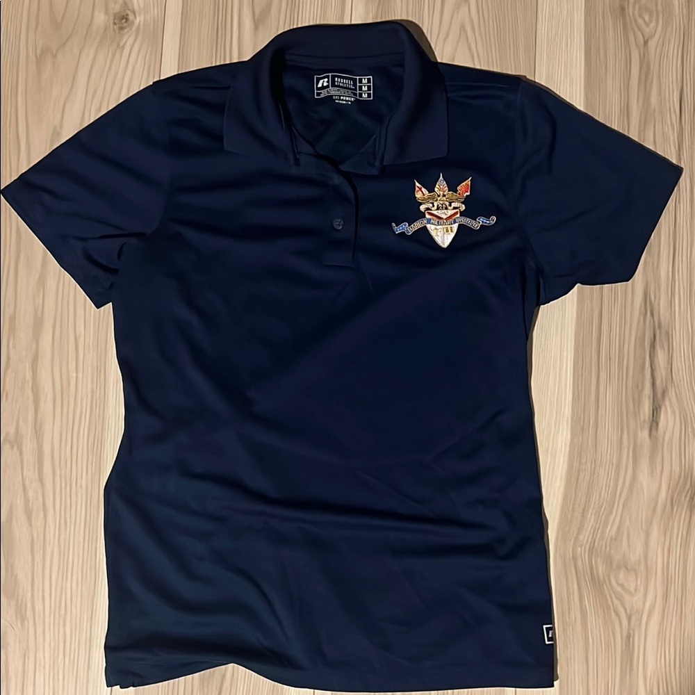Navy Polo Shirt with Embroidered Crest MMI